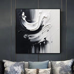 Handmade Oil Painting Canvas Wall Art Decoration ModernBlack And White Minimalist Abstract  For Home Decor Rolled Frameless Unstretched Painting