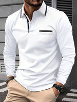 Mens Business-Casual Long-Sleeve Polo Shirt