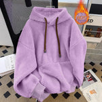 Womens Fleece-lined Thickened Hooded Sweatshirt