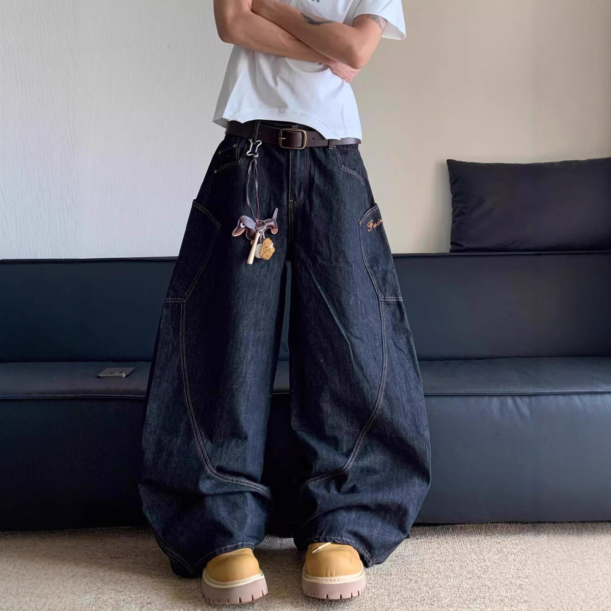 Retro Wide-pocket Bootcut Jeans For Men