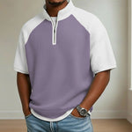 Mens Color-Block Printed Waffle-Weave Casual Top