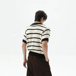 Casual Striped Color-Block V-Neck Mens Top
