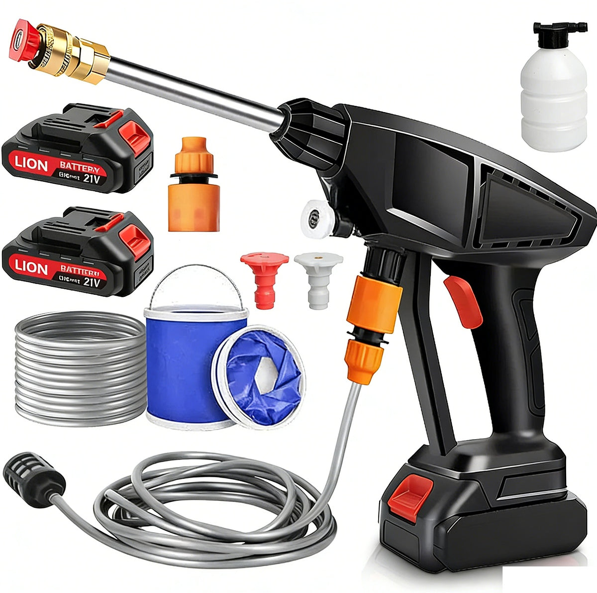 2 BatteryPortable Cordless Car High Pressure Washer Jet Water Wash Cleaner Gun