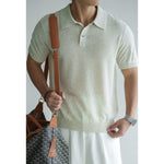 Tencel-linen Blended Floral-textured Knitted Short-sleeve T-shirt
