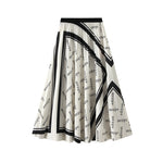 Elastic-waist Mid-length Flared A-line Skirt