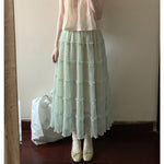 New Womens Tiered Ruffled Panel Midi Skirt