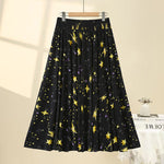 Elastic High-waisted Midi Skirt For Women