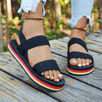Womens Flat-soled Slippers And Sandals With A Faux Hemp-cord Sole