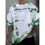 Mens Printed Crew-Neck Short-Sleeve Top