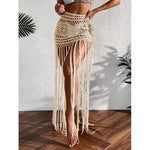 Beach Cover-up Skirt Hand-crocheted Long-tassel Midi Skirt