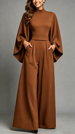 Womens Relaxed-fit Fashionable Long-sleeve Jumpsuit