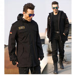 Men's Military Fan Trench Hooded Stand Collar Cotton Coat