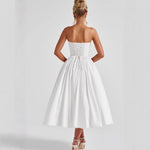 Bow-decorated Strapless Fishbone Sleeveless Dress