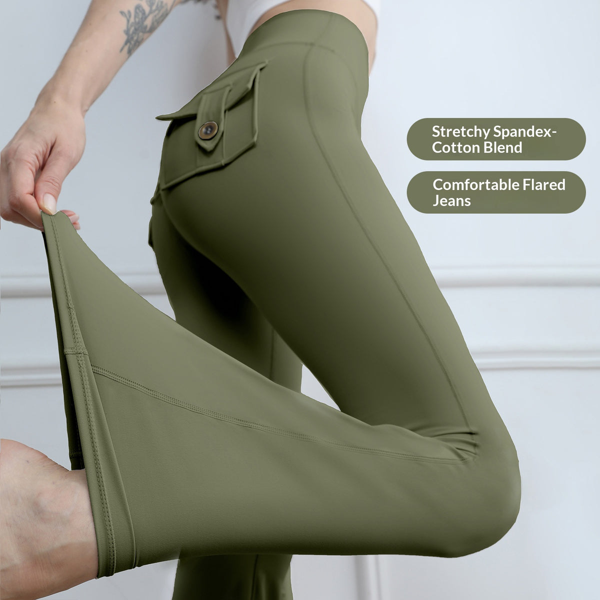 Women's High-Waisted Cargo Pocket Peach Butt Yoga Pants For Autumn And Winter, European & American Style, Stretchy Lifting Butt Quick-Dry Athletic Leggings For Running And Fitness