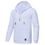 Mens Plaid Jacquard Long-Sleeve Hooded Zip-Up Sweatshirt