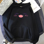 Womens Solid-color Long-sleeve Hooded Sweatshirt