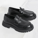 Chunky-soled Height-increasing British-style Business Loafers With A Wide Toe