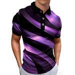 Mens 3D Digital-Print Sporty-Casual Geometric Short-Sleeve Shirt