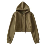 Hooded Cropped Sweatshirt Womens Casual Sports Jacket