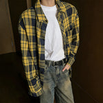 Mens Casual American-Style Plaid Shirt