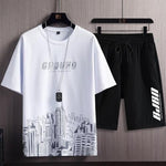 Summer Casual Set Mens Ultra-Thin Quick-Dry Ice Silk Short-Sleeve
