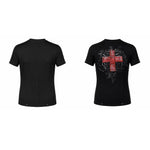 Distressed Slim-fit Round-neck Short-sleeve T-shirt With A Cross Print