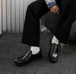 New Arrival Versatile Round Toe Men's Slip-On Shoes, Lazy Style Vintage Casual Leather Shoes, British Style Loafers