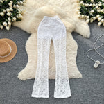 Pure And Alluring Versatile Thin Sheer Lace Pants Casual And Tight-fit