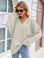 Solid-color Pocketed Long-sleeve Hooded Sweatshirt Jacket