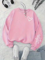 Round-neck Casual Sweatshirt Womens Trendy Round-neck Style