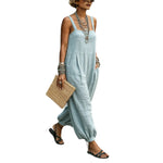 Loose-fit Strap Jumpsuit Womens Casual Wide-leg Pants