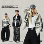 American-style Suede-Brushed Zip-Up Jacket Sweatshirt Short-Style Hooded Top For Couples