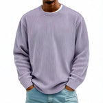 Mens Casual Long-sleeve Crew-neck Corduroy Sweatshirt