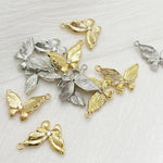 Real Gold Fine-grain Three-dimensional Slanted Butterfly Pendant