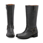 Plus-size Square-toe Bootie Denim Boots For Women