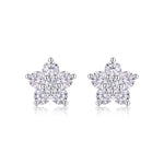 S925 Sterling Silver Flower Stud Earrings, D-VVS1 Moissanite Cluster, 1.4g Lightweight With Silicone Backs, Gift Box
