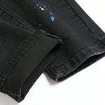 Men's Fashionable Straight-Leg Ripped Black Jeans