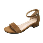 Womens Suede Open-toe Sandals With A Chunky Heel And Ankle Strap Buckle