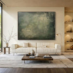 Large Geometric Abstract Painting Green Beige  Minimalist Wabi-Sabi Wall Art Green Canvas Wall Art Modern Green Wall Decor