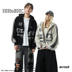 American-style Suede-Brushed Zip-Up Jacket Sweatshirt Short-Style Hooded Top For Couples