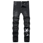 Men's Motorcycle Zipper-Decorated Jeans Slim Fit Ripped