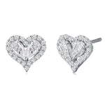 S925 Sterling Silver Heart Moissanite Stud Earrings, 3x5mm D-VVS1 Two-Stone Halo, Platinum Plated 1.9g Romantic Jewelry Gift Box