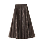 French-style Lace And Mesh Patchwork High-Waisted Elastic Waist Skirt