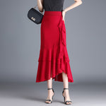 Womens Irregular Ruffled Chiffon Skirt