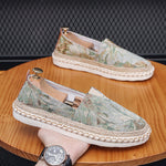Slip-on Casual Fisherman Shoes Embroidered With Floral Patterns