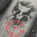 Dark Fun Abstract Demon Printed Jacket Coat Men's Punk Heavy Industry Gradient Denim Clothing