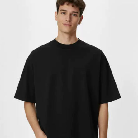Wide Crew Neck Heavyweight Pure Cotton Short-sleeve Vintage Washed Cropped T-shirt