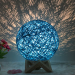 Amazon Hot Selling Creative Linen Table Lamp Novel and Unique LED Intelligent USB7 Color RGB16 Color Remote Control Rattan Ball Lamp