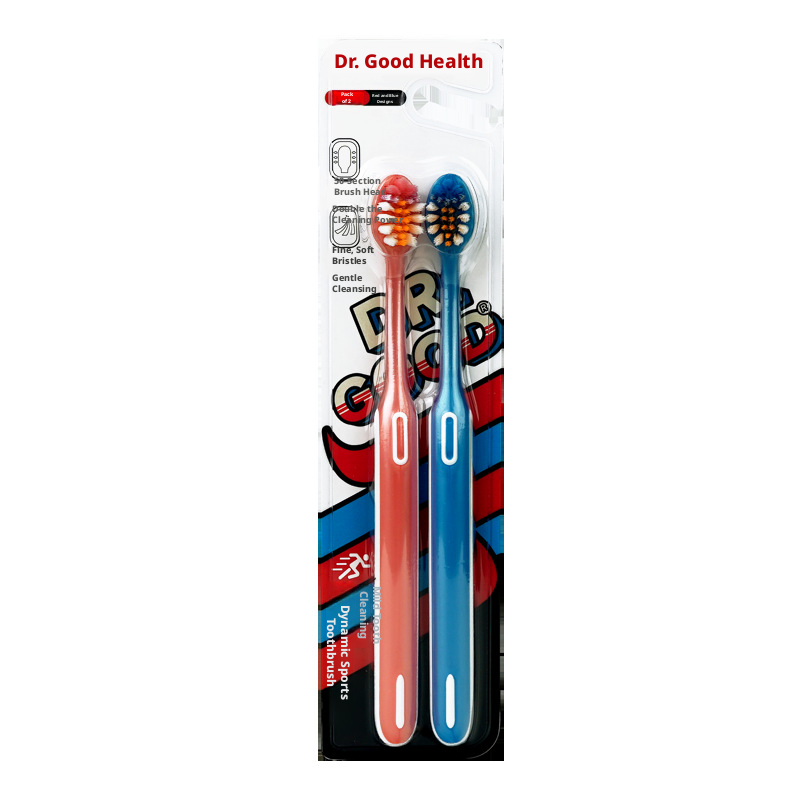 Sports soft bristle toothbrush-mixed color-2 sticks-1 card