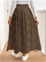 Floral-print Split Ruffled Skirt Sweet And Slimming